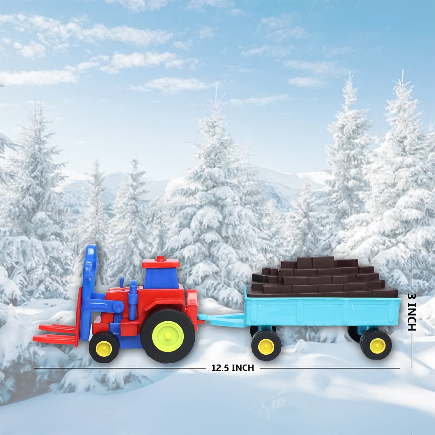 Plastic Tractor Toy Friction Powered Tractor With Bricks Trolley (1 Pc) Plastic Tractor Toy Friction Powered Tractor With Bricks Trolley (1 Pc)